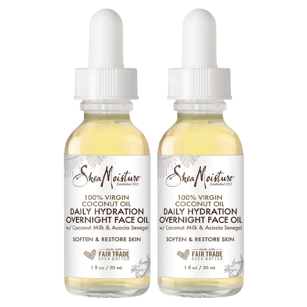SheaMoisture Coconut Oil for Face – Overnight Hydration Oil with Coconut Milk & Argan, Shea Butter (2 x 1 oz)