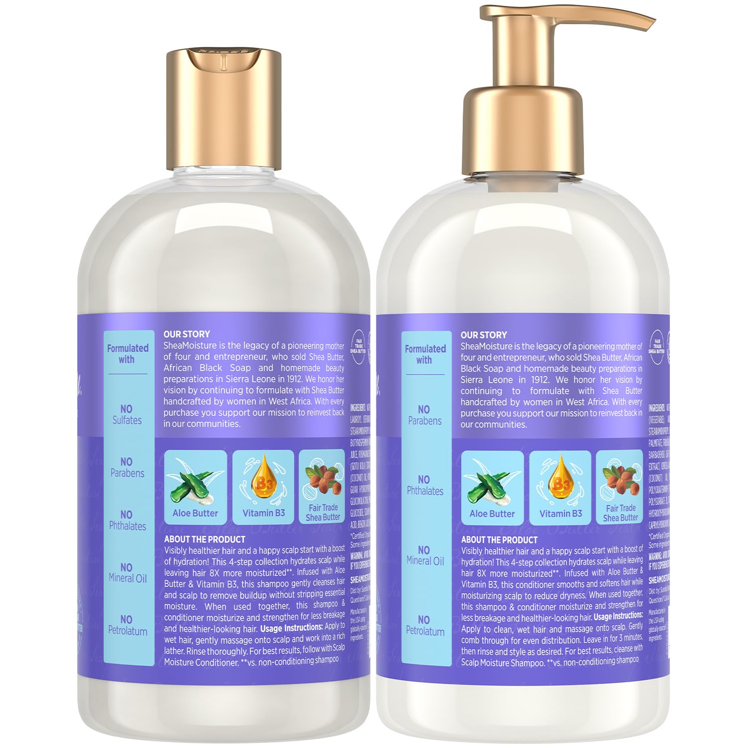 SheaMoisture Shampoo & Conditioner Set — Scalp Hydration with Aloe Butter & Vitamin B3