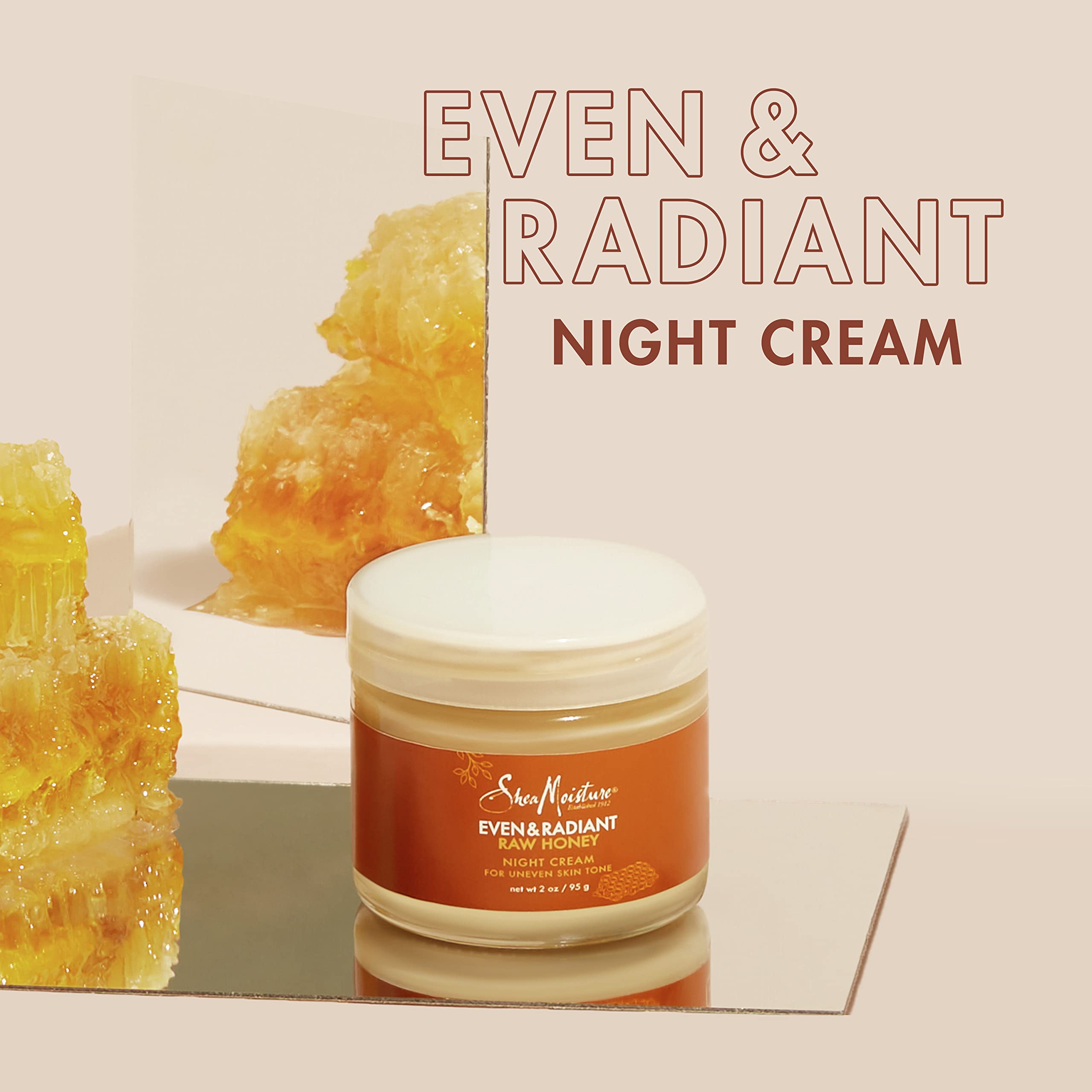 SheaMoisture Even and Radiant Night Cream for Uneven Skin Tone with Raw Honey | 2 oz