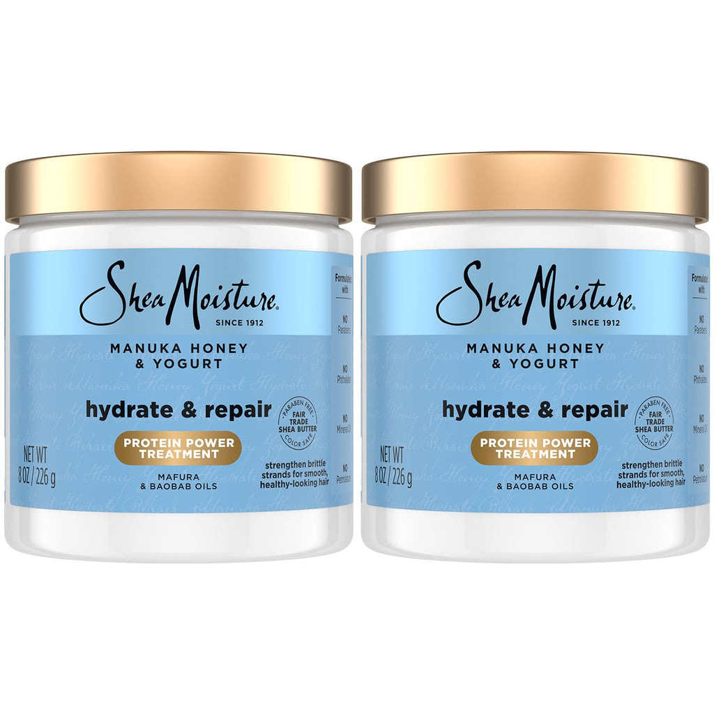 SheaMoisture Hair Mask 2-Pack | Manuka Honey & Yogurt Hydrate & Repair Deep Conditioner (8 oz each)