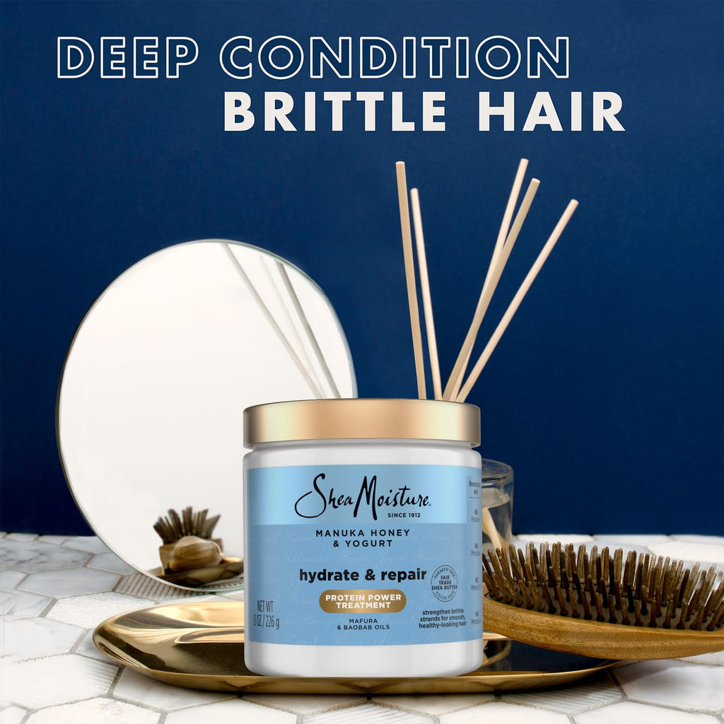SheaMoisture Hair Mask 2-Pack | Manuka Honey & Yogurt Hydrate & Repair Deep Conditioner (8 oz each)