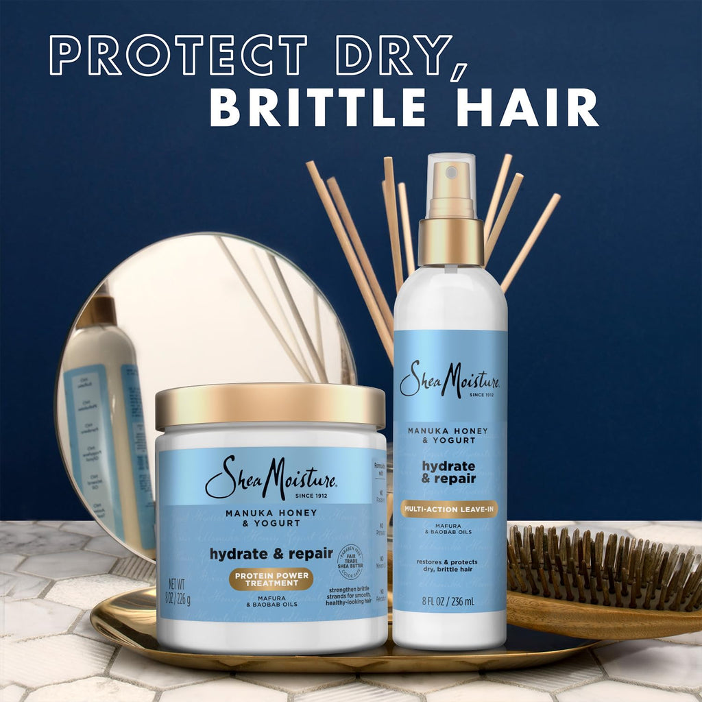 SheaMoisture Manuka Honey & Yogurt Leave-In Conditioner + Protein Power Treatment – Hair Repair & Frizz Control, 8 oz