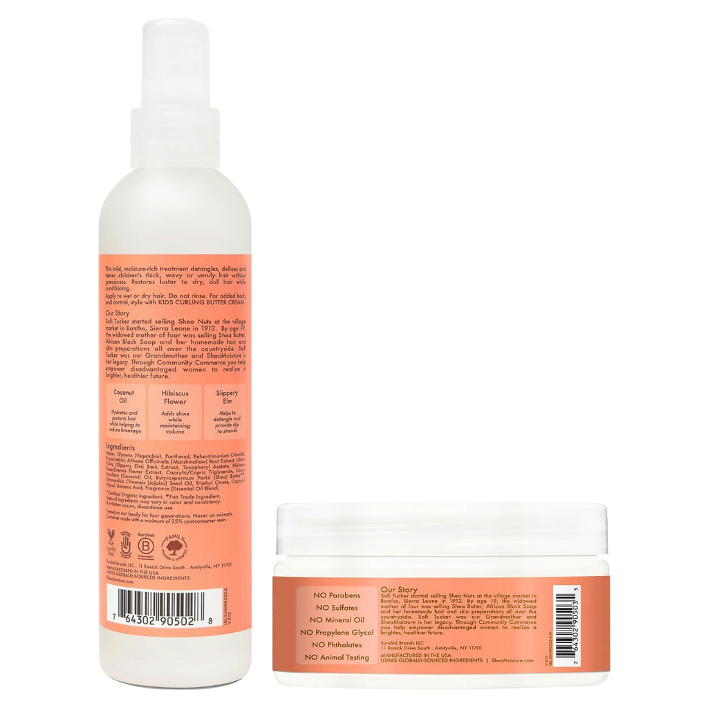 SheaMoisture Kids Curly Hair Bundle — Coconut & Hibiscus Curling Butter Cream + Detangler Spray