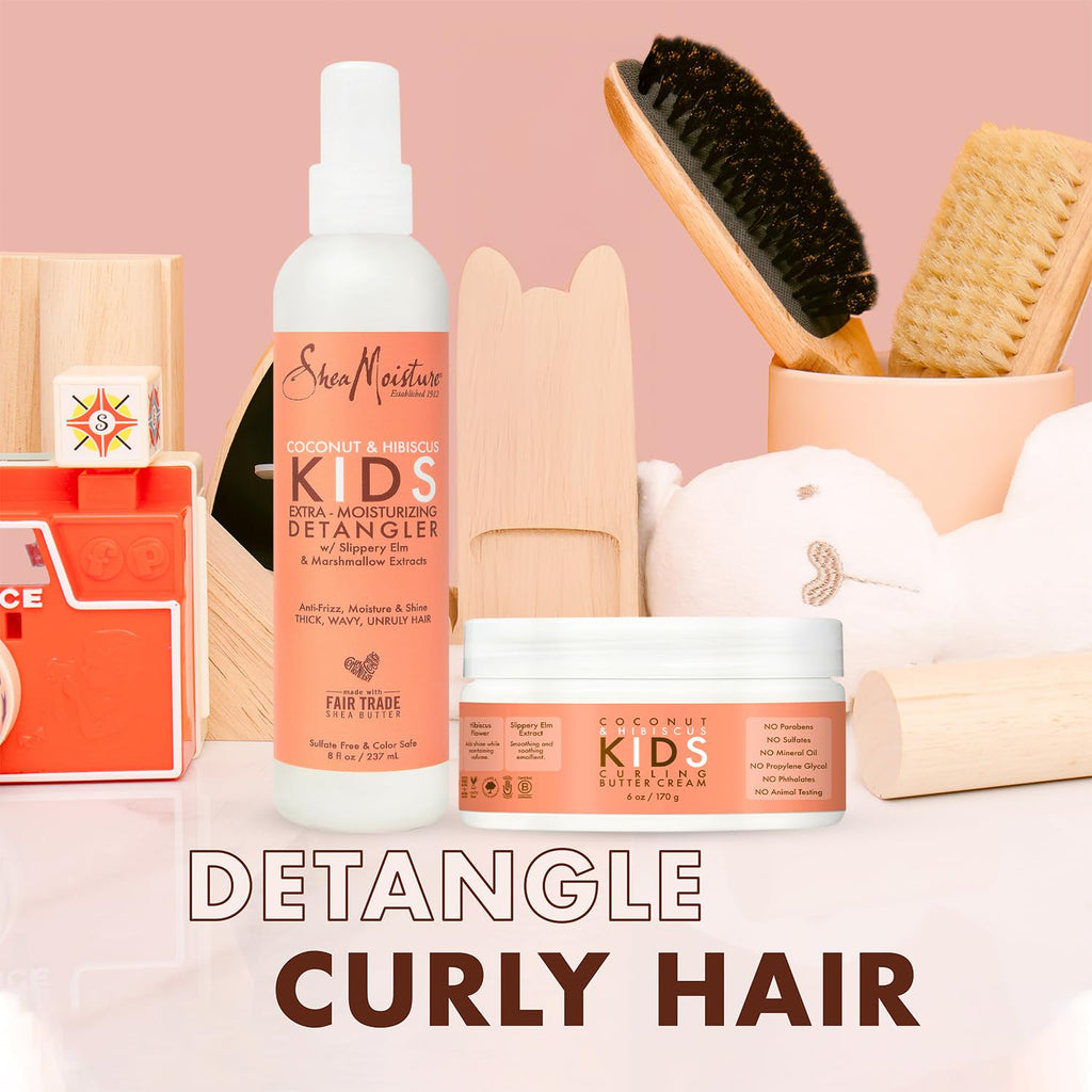 SheaMoisture Kids Curly Hair Bundle — Coconut & Hibiscus Curling Butter Cream + Detangler Spray