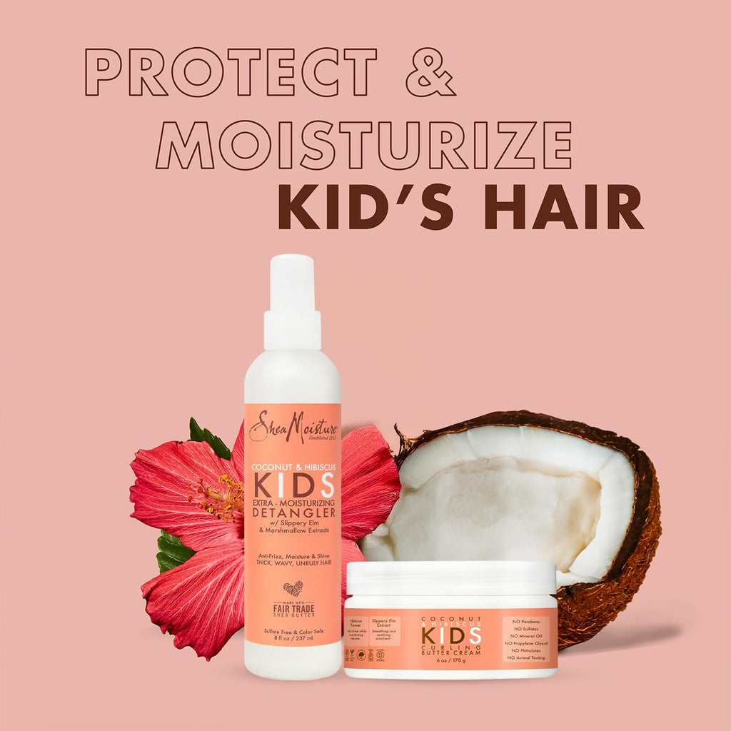 SheaMoisture Kids Curly Hair Bundle — Coconut & Hibiscus Curling Butter Cream + Detangler Spray