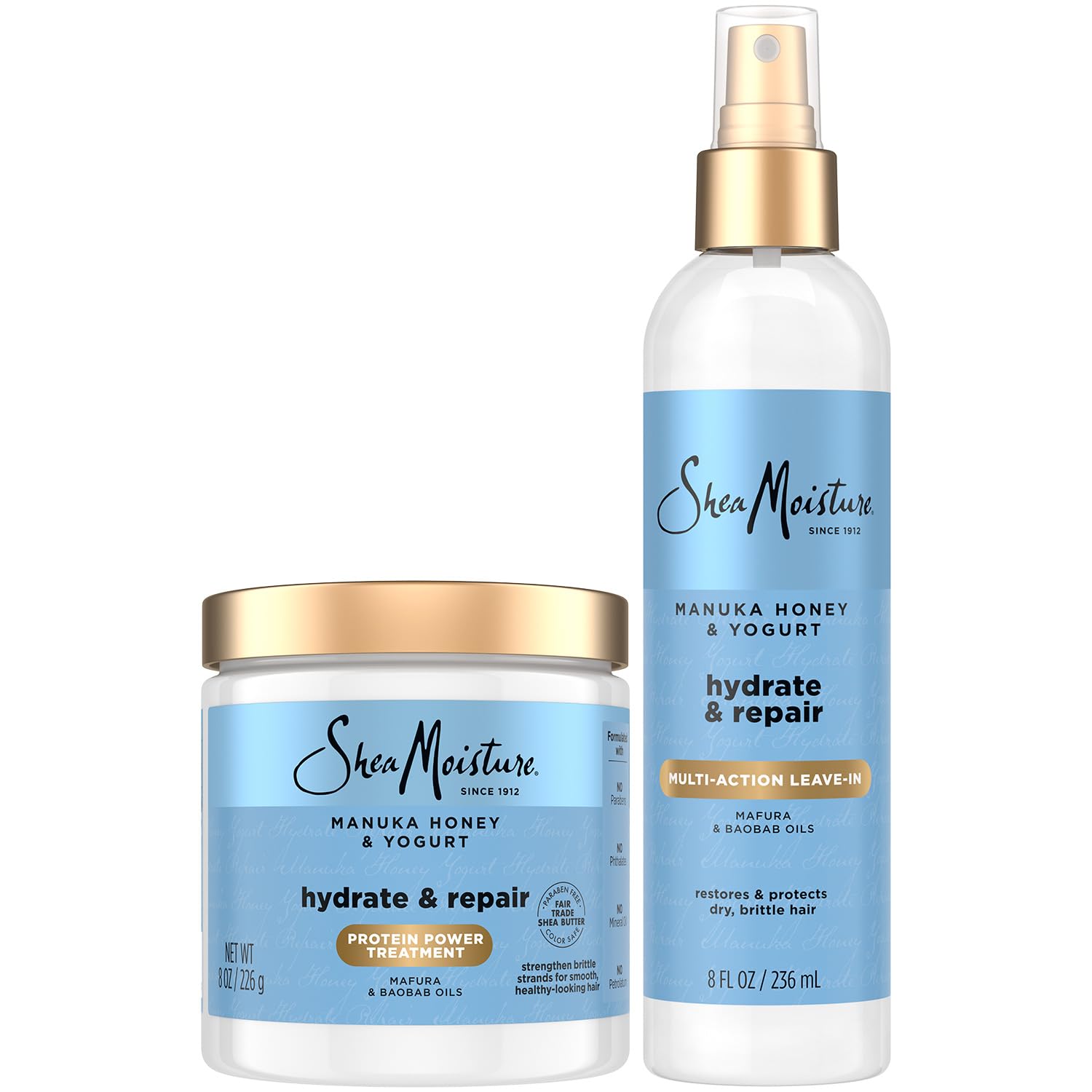 SheaMoisture Manuka Honey & Yogurt Leave-In Conditioner + Protein Power Treatment – Hair Repair & Frizz Control, 8 oz
