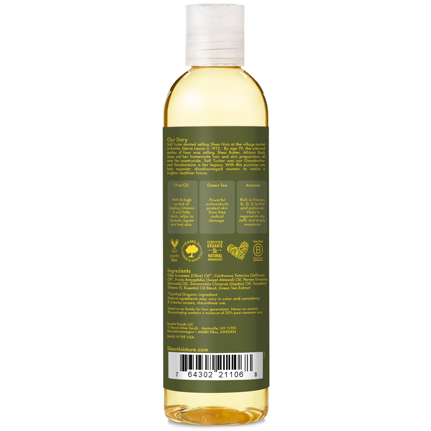 SheaMoisture Olive & Green Tea Bath, Body & Massage Oil (2-Pack) – Avocado Oil, Ultra-Moisturizing for Dry Skin