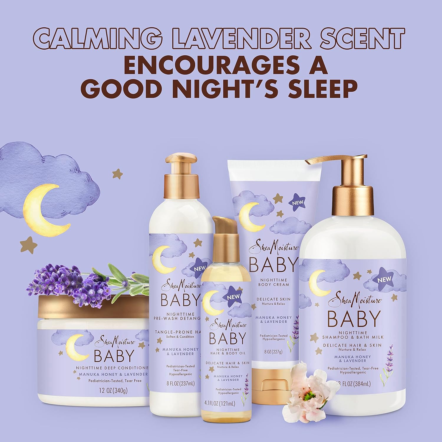 SheaMoisture Baby Care Set – Nighttime Shampoo & Bath Milk + Nighttime Body Cream (2-Piece)
