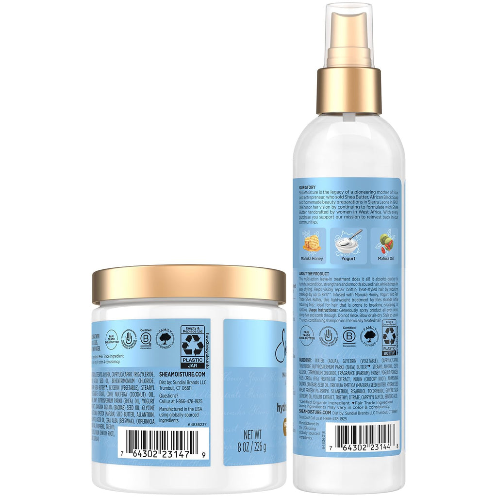 SheaMoisture Manuka Honey & Yogurt Leave-In Conditioner + Protein Power Treatment – Hair Repair & Frizz Control, 8 oz