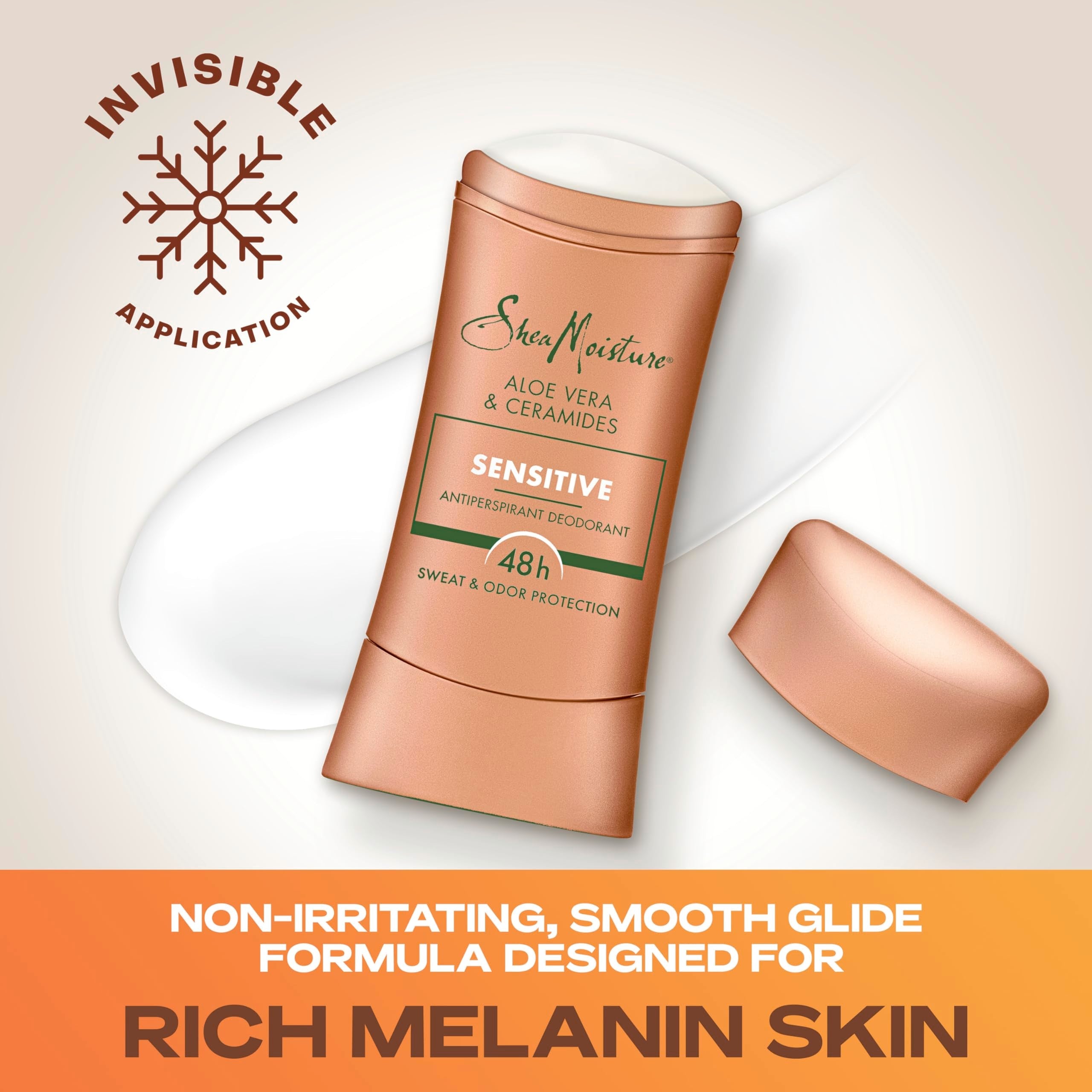 SheaMoisture Antiperspirant Deodorant Stick – Sensitive Aloe Vera & Ceramides (2 Count, 2 x 2.6 oz) 48HR Protection | No Parabens, No Mineral Oil