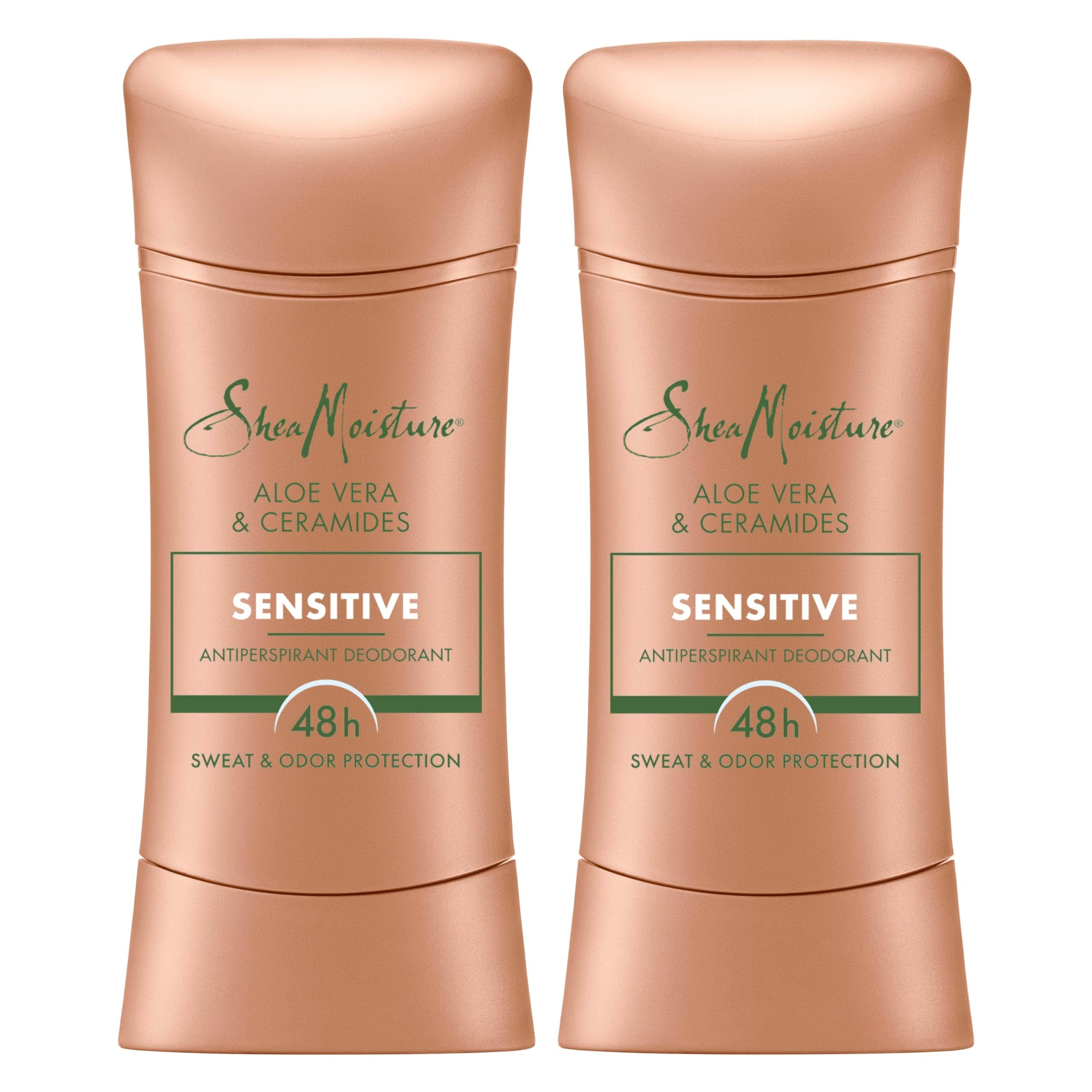 SheaMoisture Antiperspirant Deodorant Stick – Sensitive Aloe Vera & Ceramides (2 Count, 2 x 2.6 oz) 48HR Protection | No Parabens, No Mineral Oil