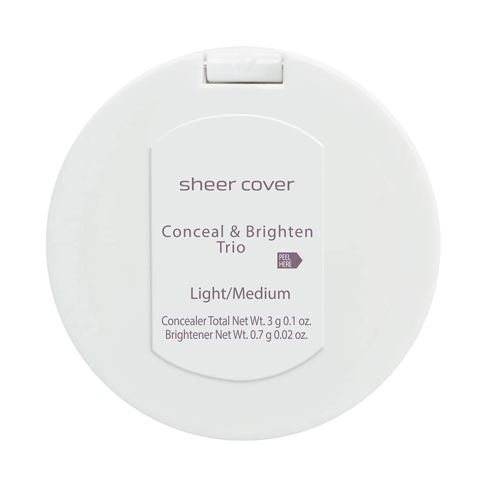 Sheer Cover Flawless Face Kit – Medium Shade Mineral Foundation, Conceal & Brighten Highlight Trio + Free Foundation & Concealer Brushes – 4-Piece Set