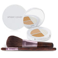 Sheer Cover Flawless Face Kit – Medium Shade Mineral Foundation, Conceal & Brighten Highlight Trio + Free Foundation & Concealer Brushes – 4-Piece Set