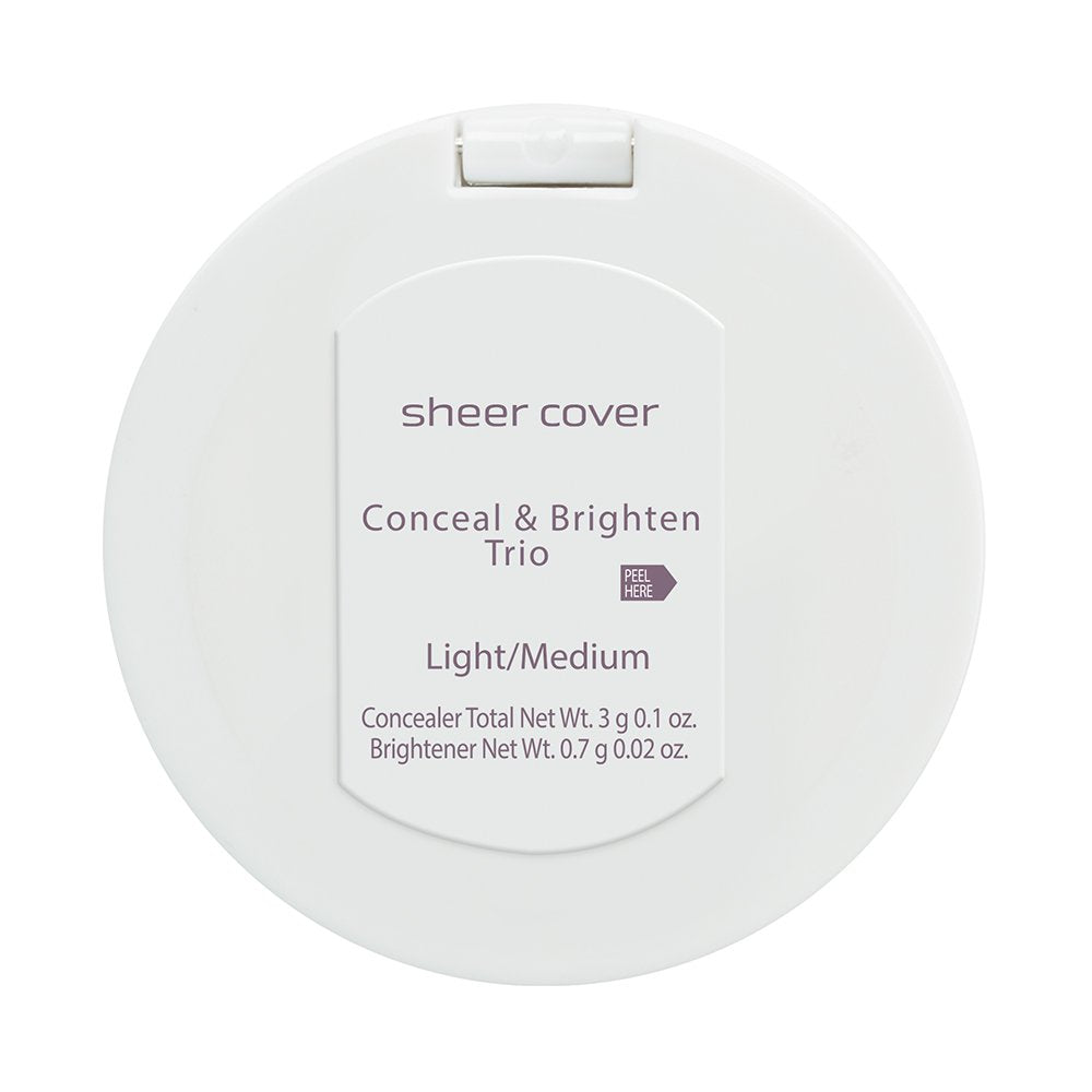 Sheer Cover Studio – Conceal & Brighten Trio with Free Concealer Brush (Light/Medium)