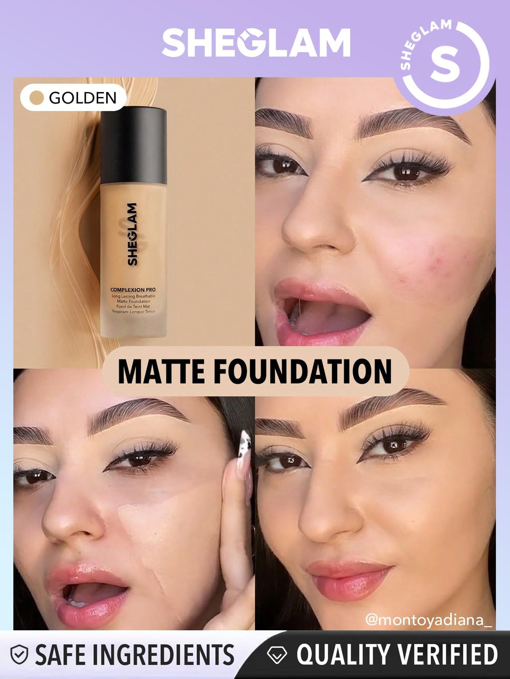 SHEGLAM Full Coverage Foundation – Complexion Pro Long-Lasting Waterproof Matte Foundation in Golden