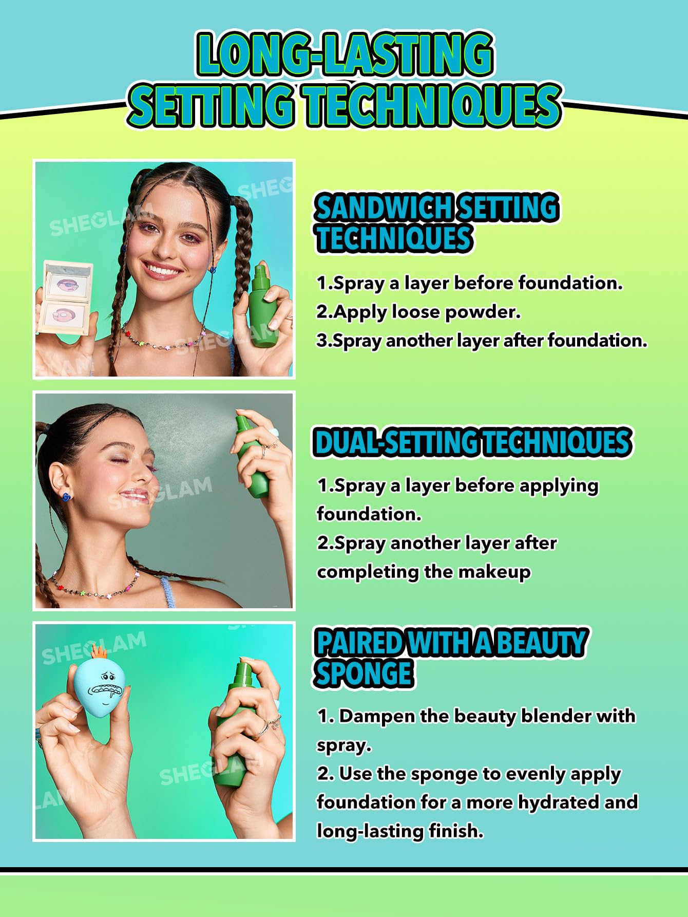 SHEGLAM Pickle Rick Setting Spray – Long-Lasting Face Mist for Flawless Makeup