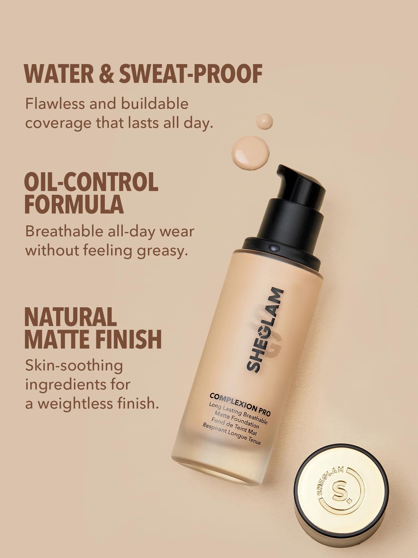 SHEGLAM Full Coverage Foundation – Long-Lasting Waterproof Nude