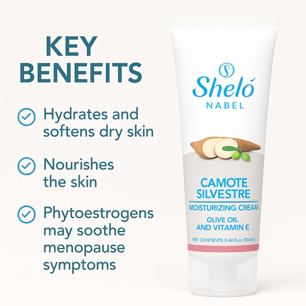 Sheló NABEL Camote Silvestre Moisturizing Cream – Olive Oil, Vitamin E & Wild Yam Extract | 3.38 fl oz