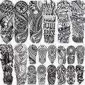 SHELYEXIEN 20 Sheets Full Arm Temporary Tattoos – Tribal Maori, Armband, Robot Style