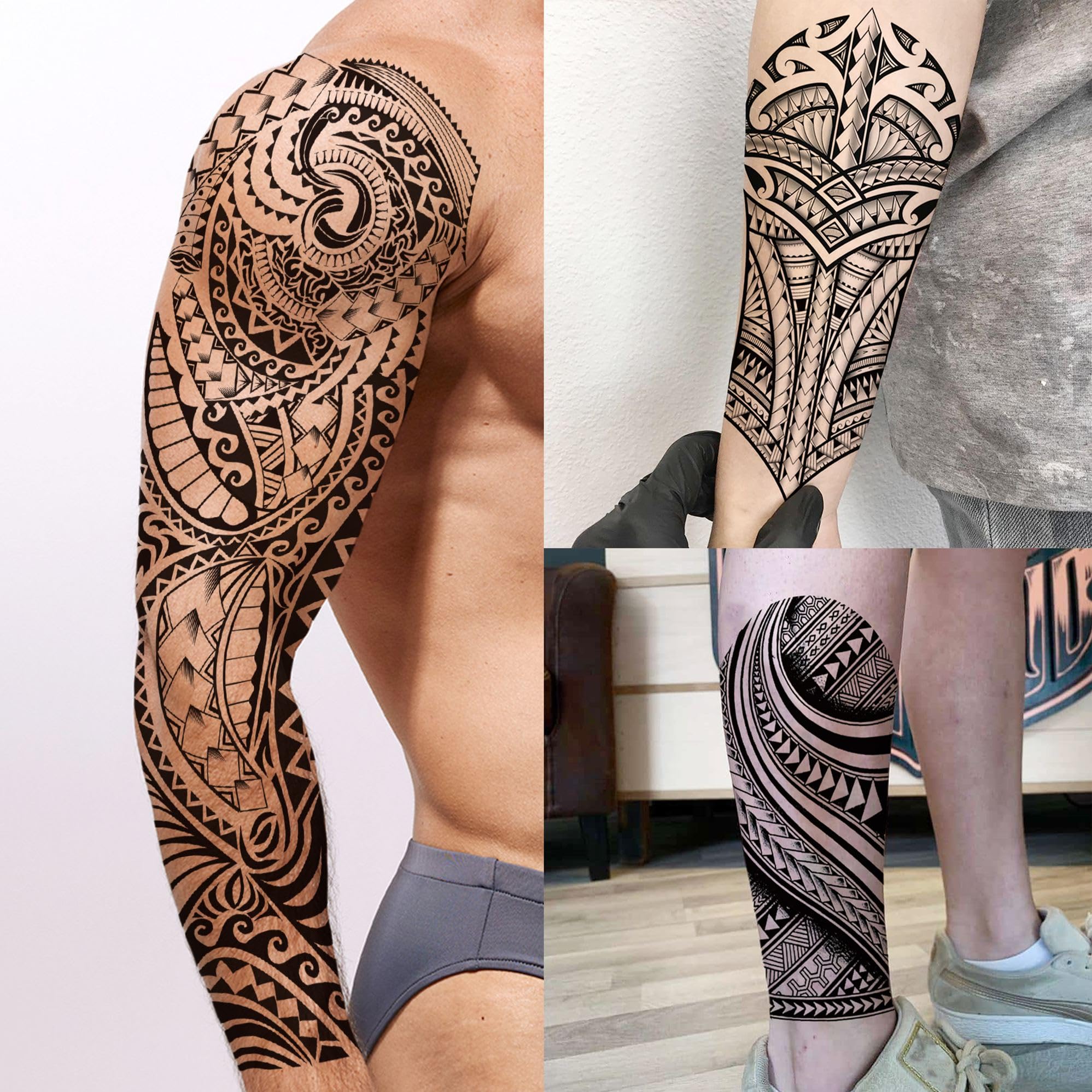 SHELYEXIEN 20 Sheets Full Arm Temporary Tattoos – Tribal Maori, Armband, Robot Style