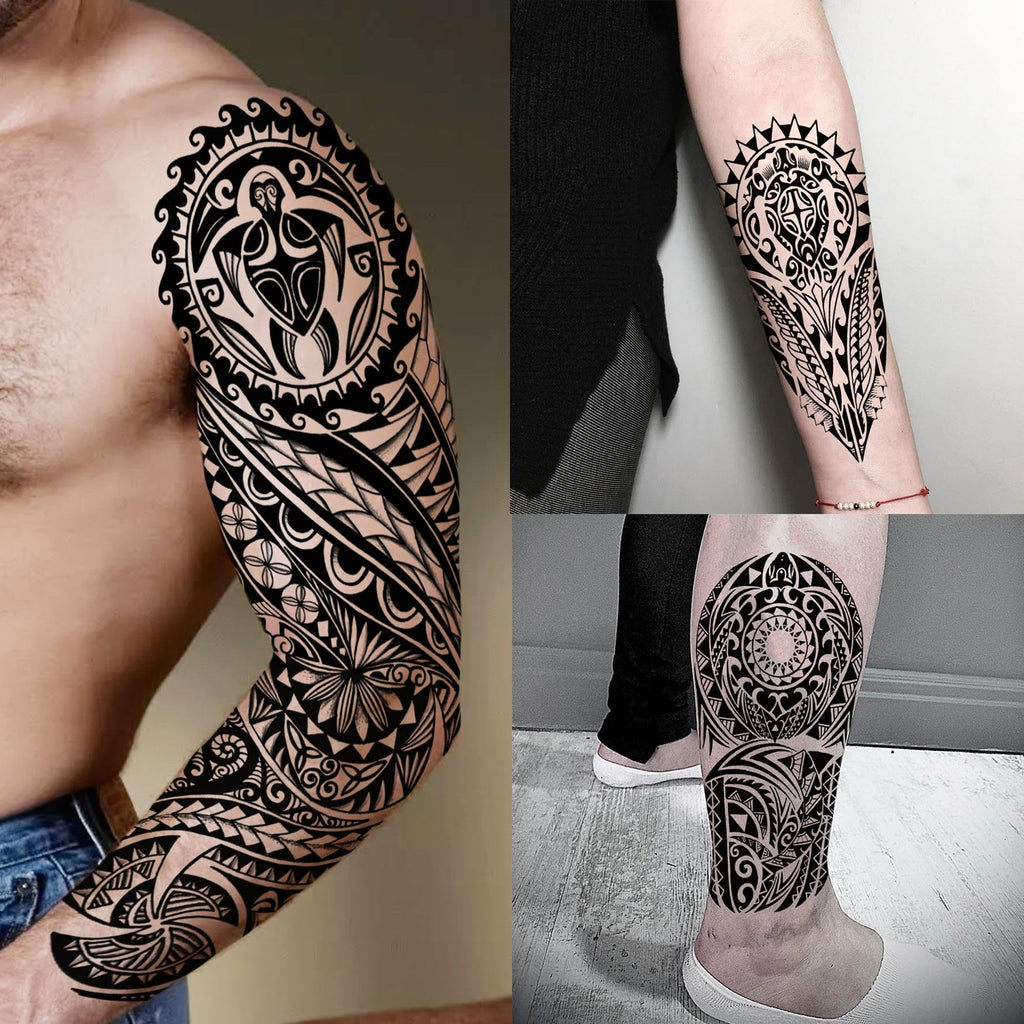 SHELYEXIEN 20 Sheets Full Arm Temporary Tattoos – Tribal Maori, Armband, Robot Style