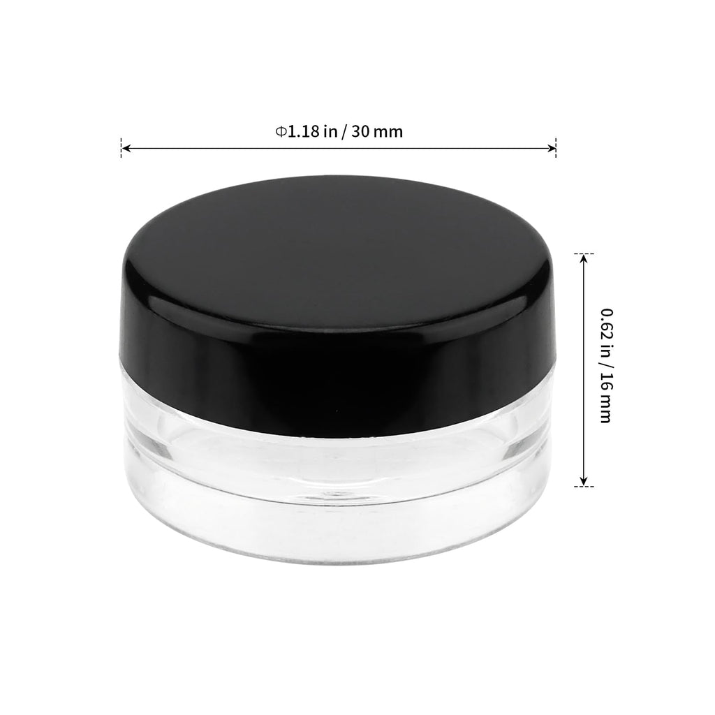 SHEUTSAN 200 Pack 3ml Plastic Jars with Black Lids – Clear Sample Containers