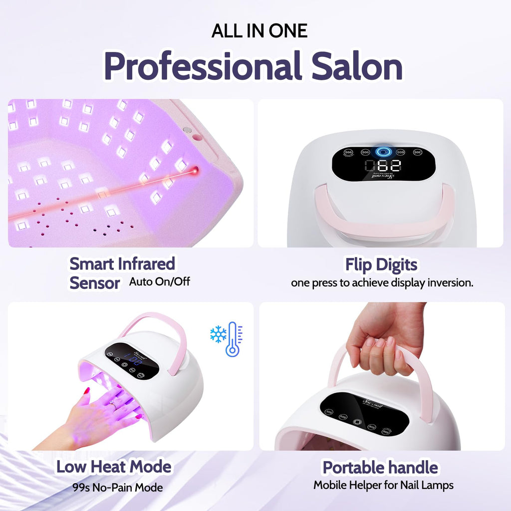 SHEXNAIL UV Nail Lamp – 30s Gel Cure, Dual-Wave LED+UV, Smart Sensor, Portable