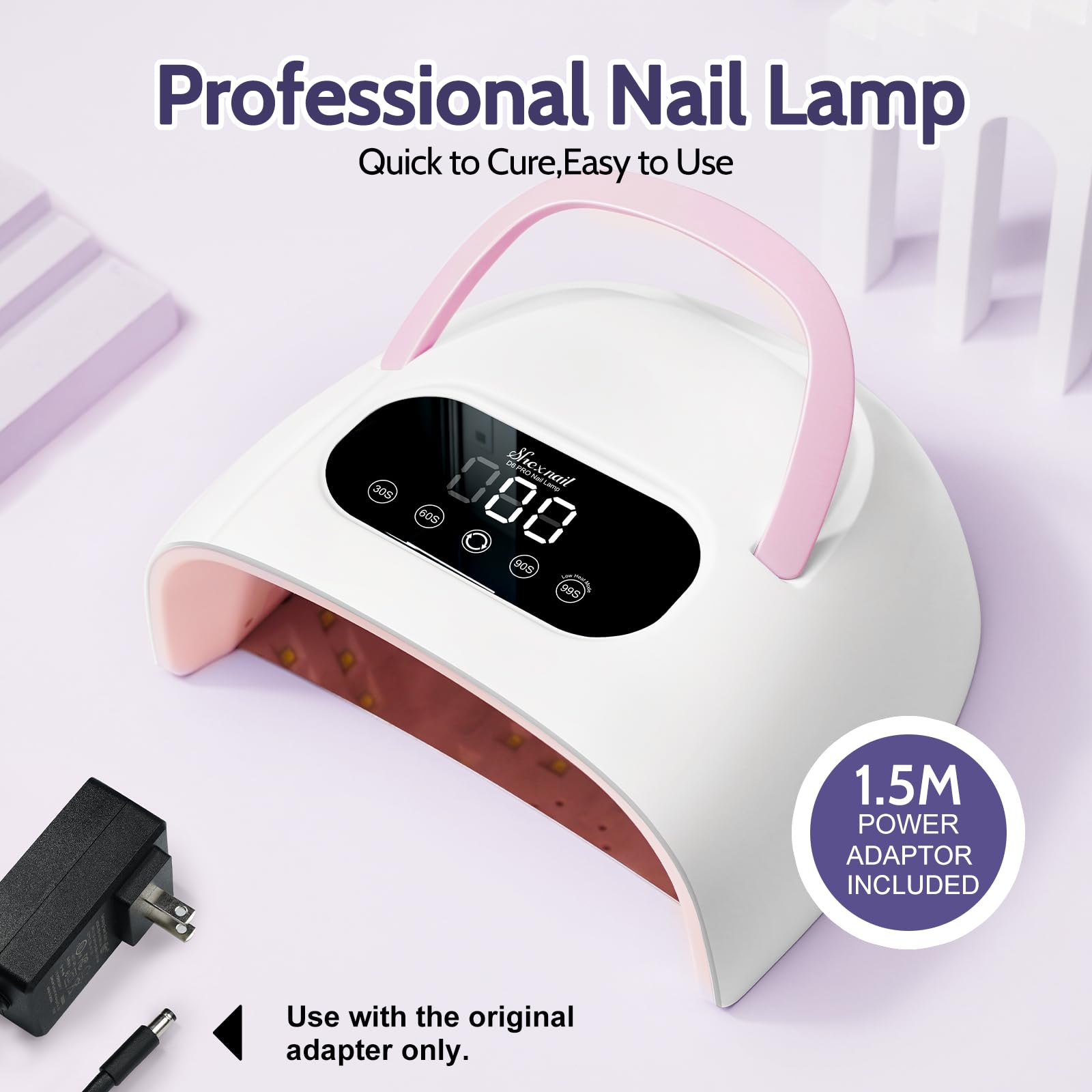 SHEXNAIL UV Nail Lamp – 30s Gel Cure, Dual-Wave LED+UV, Smart Sensor, Portable