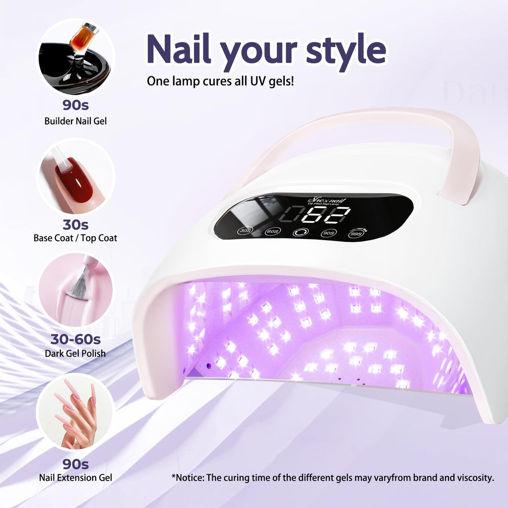 SHEXNAIL UV Nail Lamp – 30s Gel Cure, Dual-Wave LED+UV, Smart Sensor, Portable