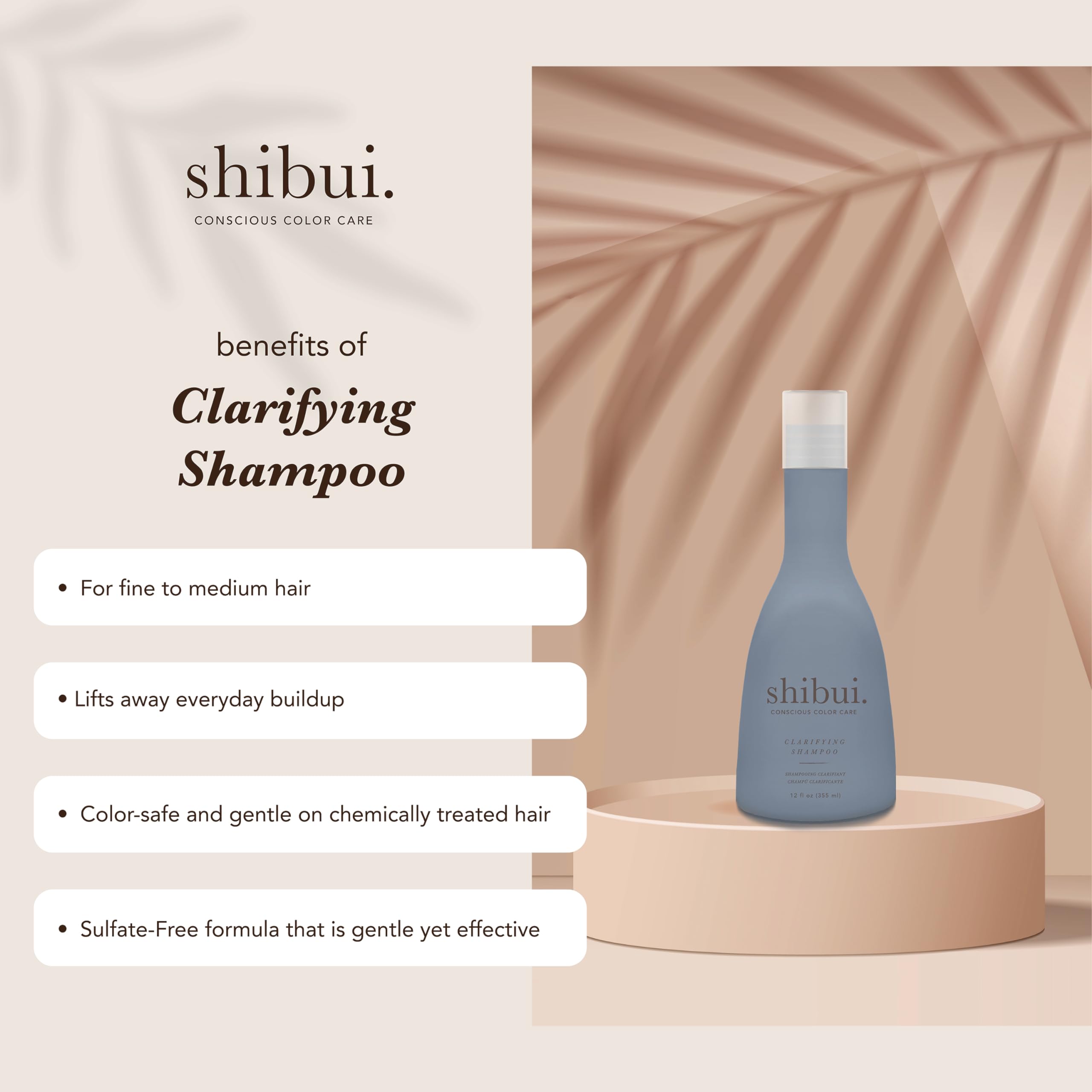 SHIBUI Clarifying Shampoo – Deep Cleansing, Purification & Shine | Color-Safe & Silicone-Free, 12 Fl Oz