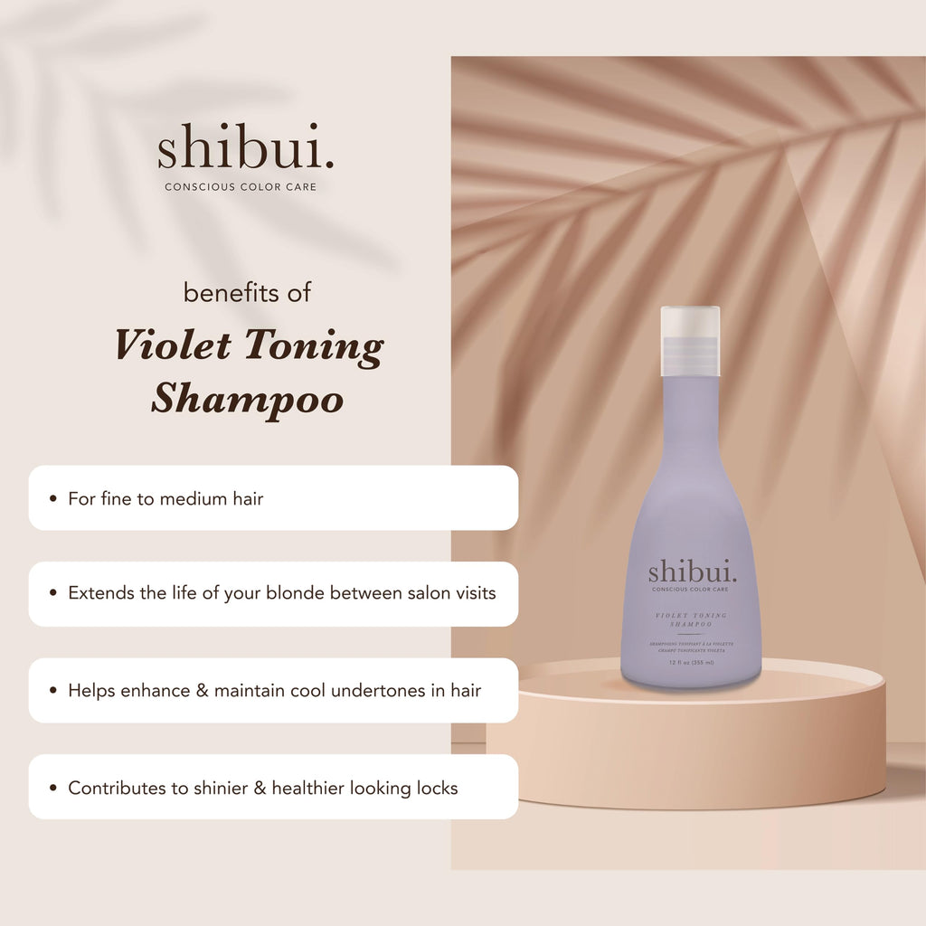 SHIBUI Violet Toning Shampoo – Neutralizes Brassiness with Acai Oil & Hibiscus for Blonde, Highlighted & Silver Hair – 33.8 Fl Oz