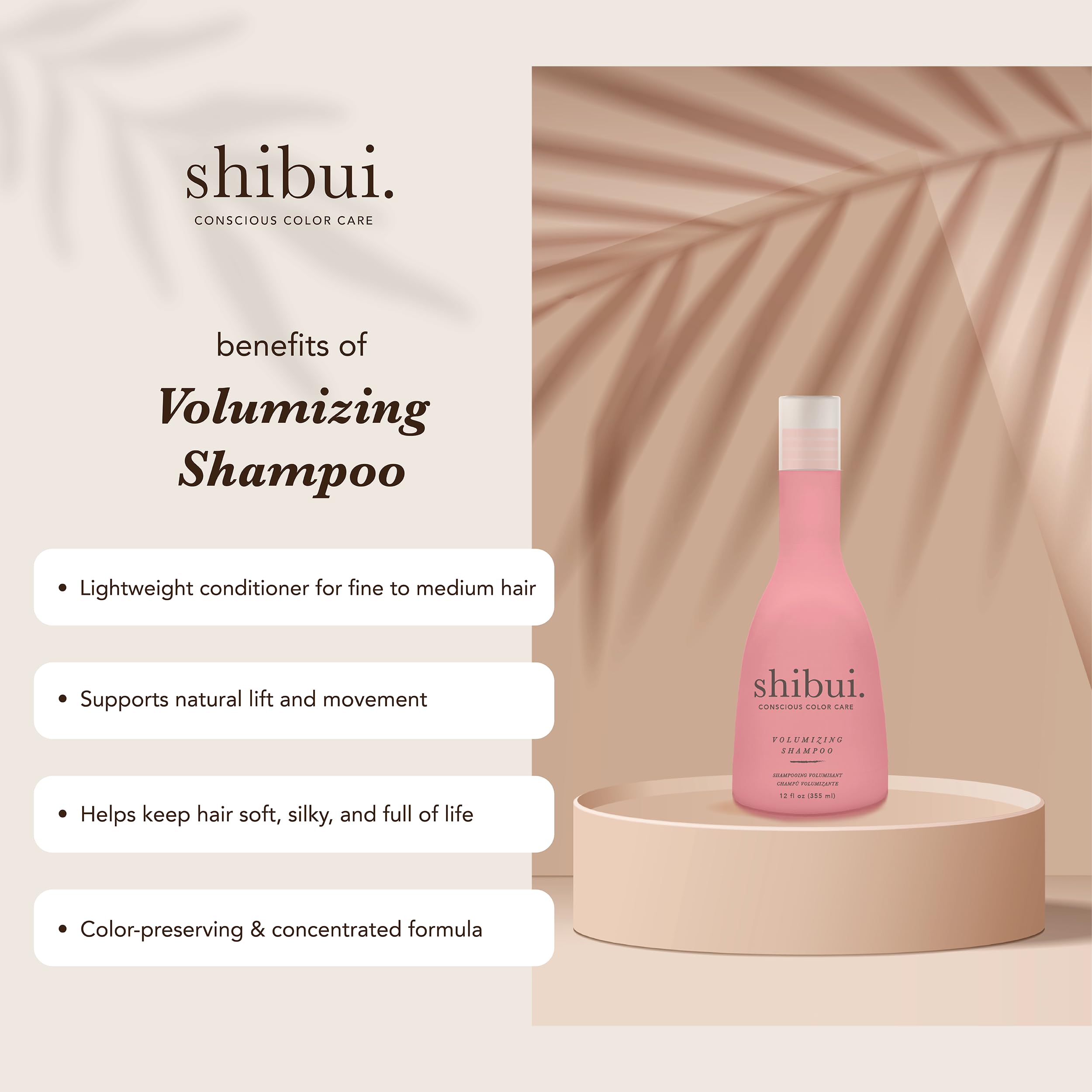 SHIBUI Volumizing Shampoo – Spirulina & Cucumber Extract for Fine Hair, Color-Safe, 12 Fl Oz