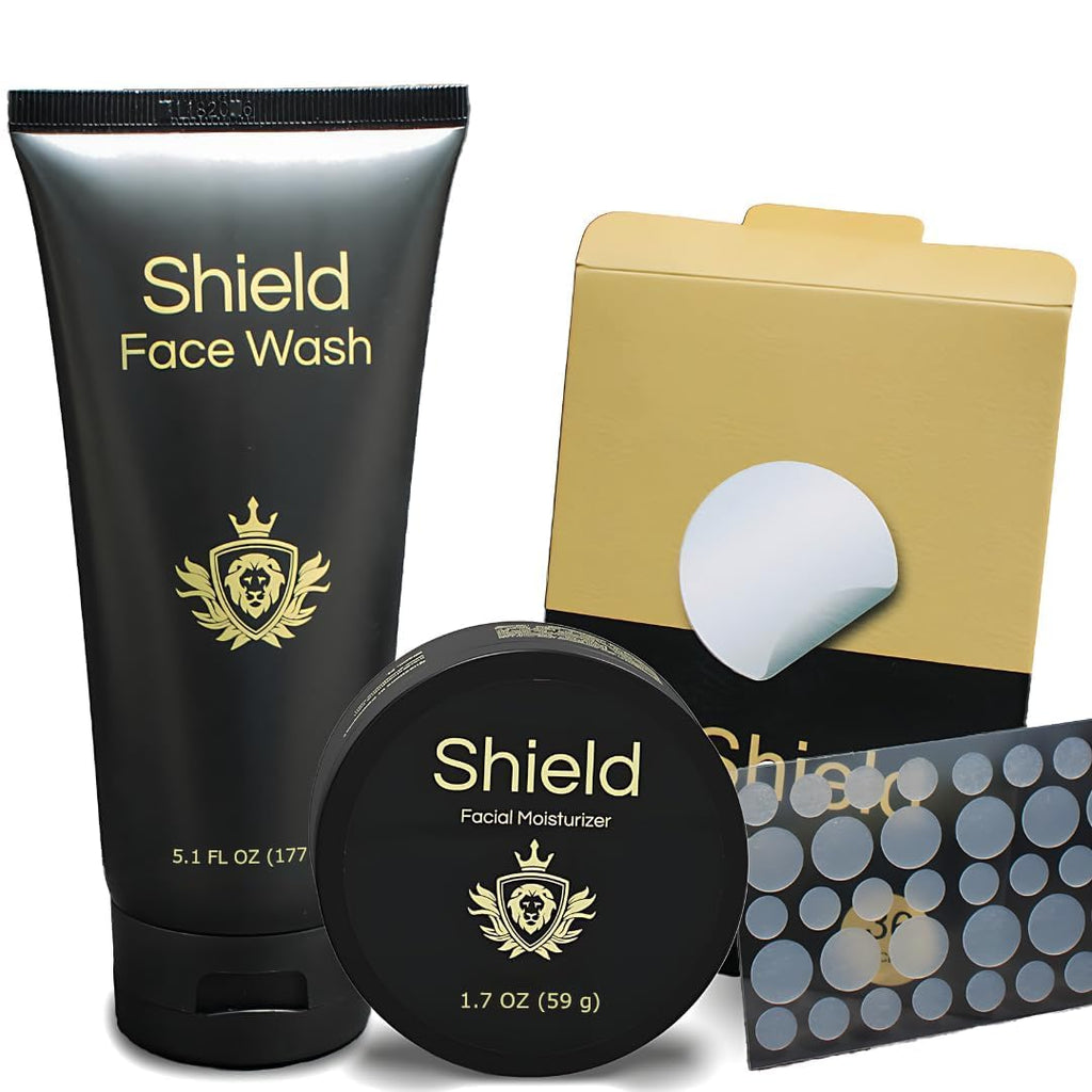 Shield Acne System for Men and Boys – Face Wash, Moisturizer & Pimple Patches (2 Months)