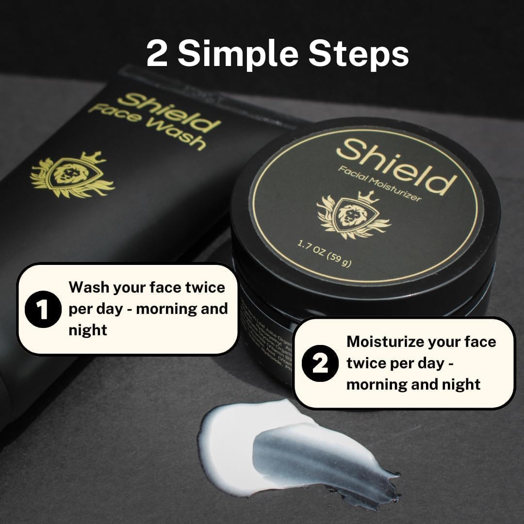 Shield Acne System for Men and Boys – Face Wash, Moisturizer & Pimple Patches (2 Months)