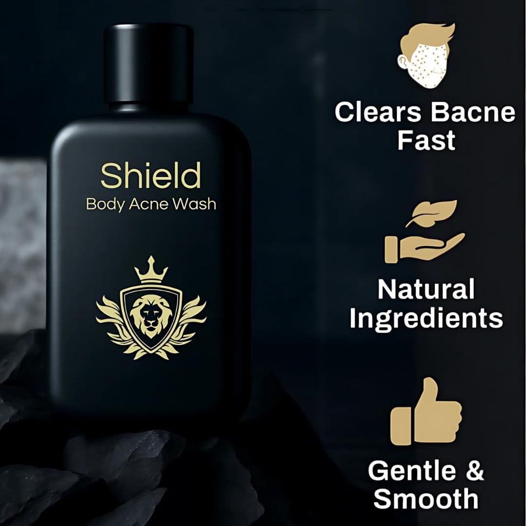 Shield Acne Wash Bundle for Men & Boys – Deep Clean Gel Face Wash + Unscented Body Wash (13.6 oz)