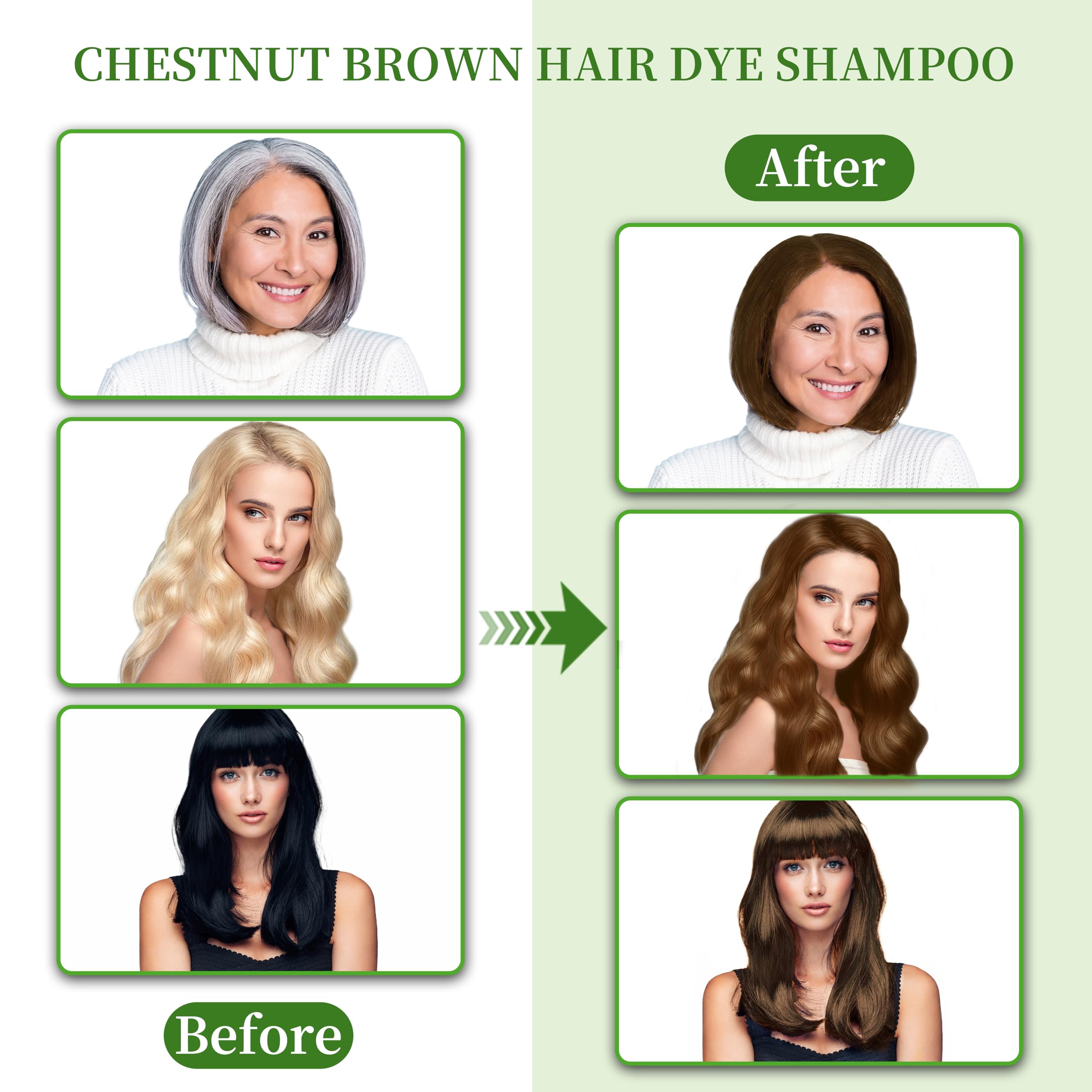 SHIHUANUO Hair Dye Shampoo 3 in 1 Chestnut Brown – Ammonia-Free 520ml