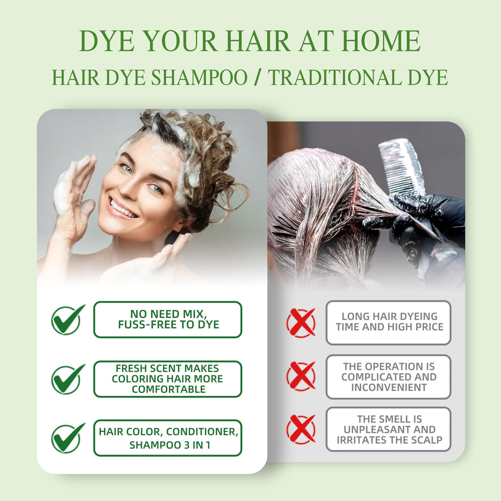 SHIHUANUO 3in1 Hair Dye Shampoo Cherry Brown - Ammonia-Free Gray Coverage (520ml)