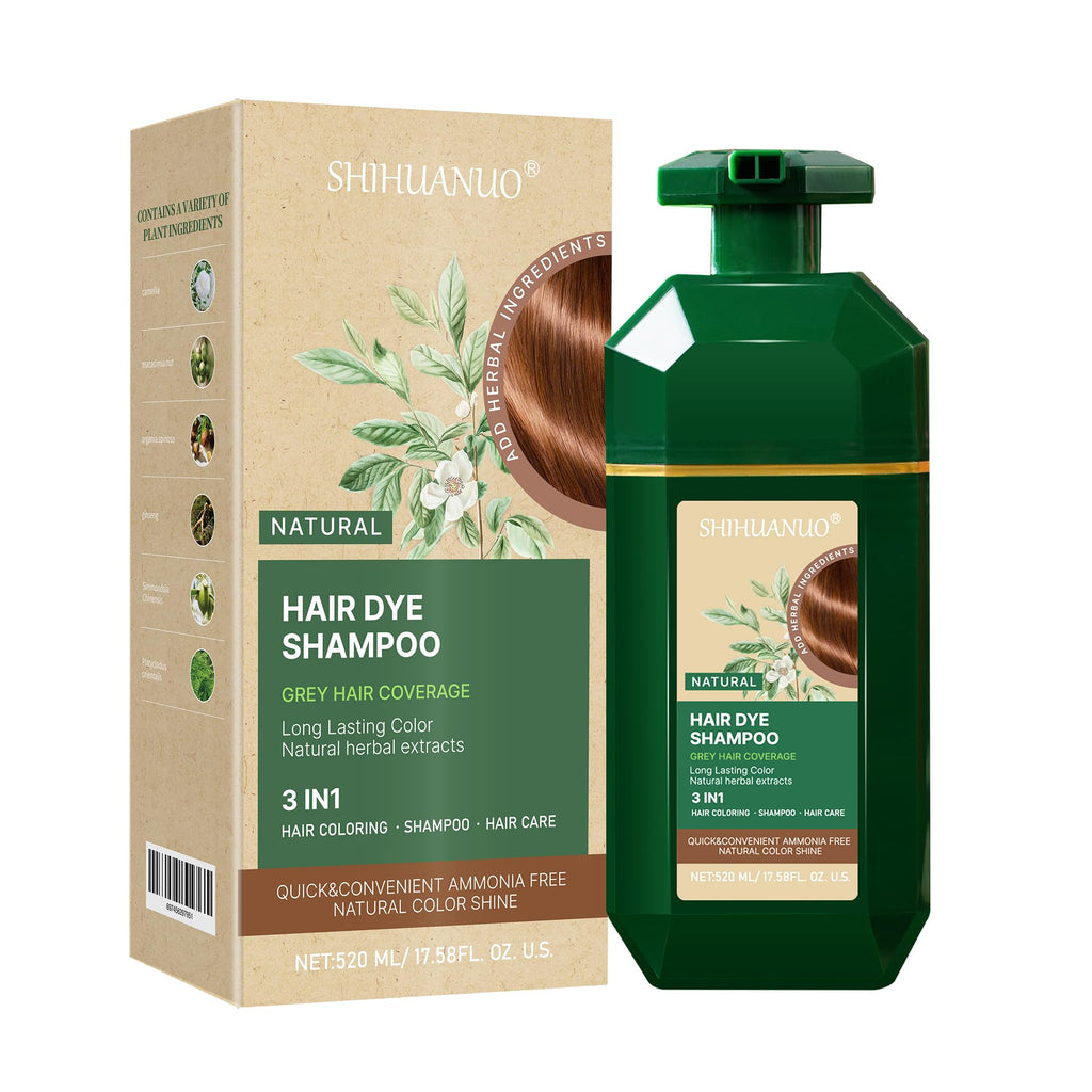 SHIHUANUO Hair Dye Shampoo 3 in 1 Chestnut Brown – Ammonia-Free 520ml