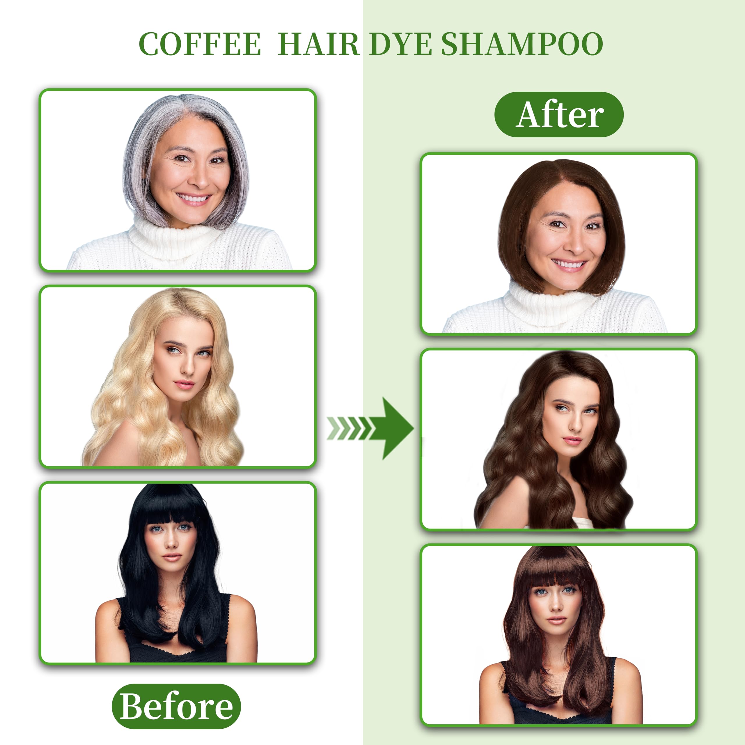 SHIHUANUO Hair Dye Shampoo 3-in-1 for Gray Hair Coverage – Ammonia-Free 520ml (Coffee)