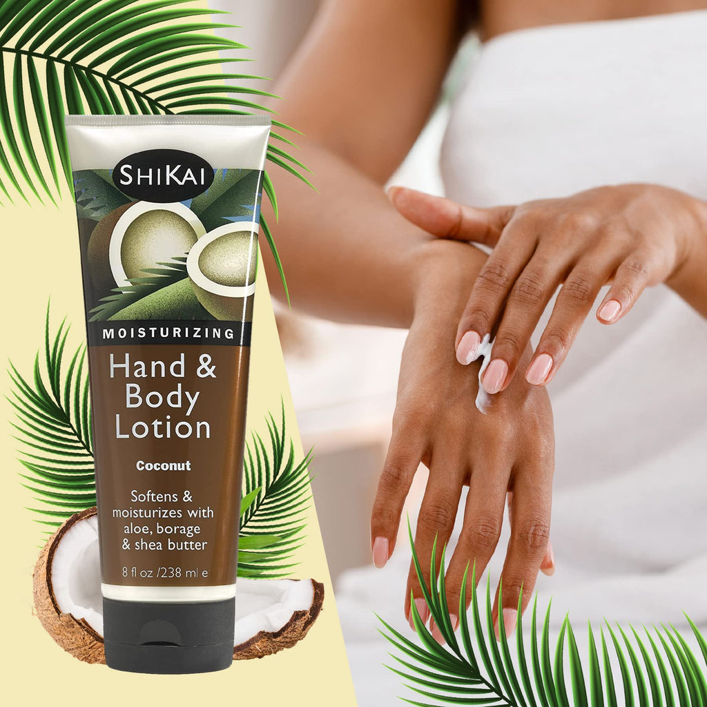 ShiKai Coconut Hand & Body Lotion (8oz, Pack of 2) – Daily Moisturizing with Aloe Vera & Vitamin E