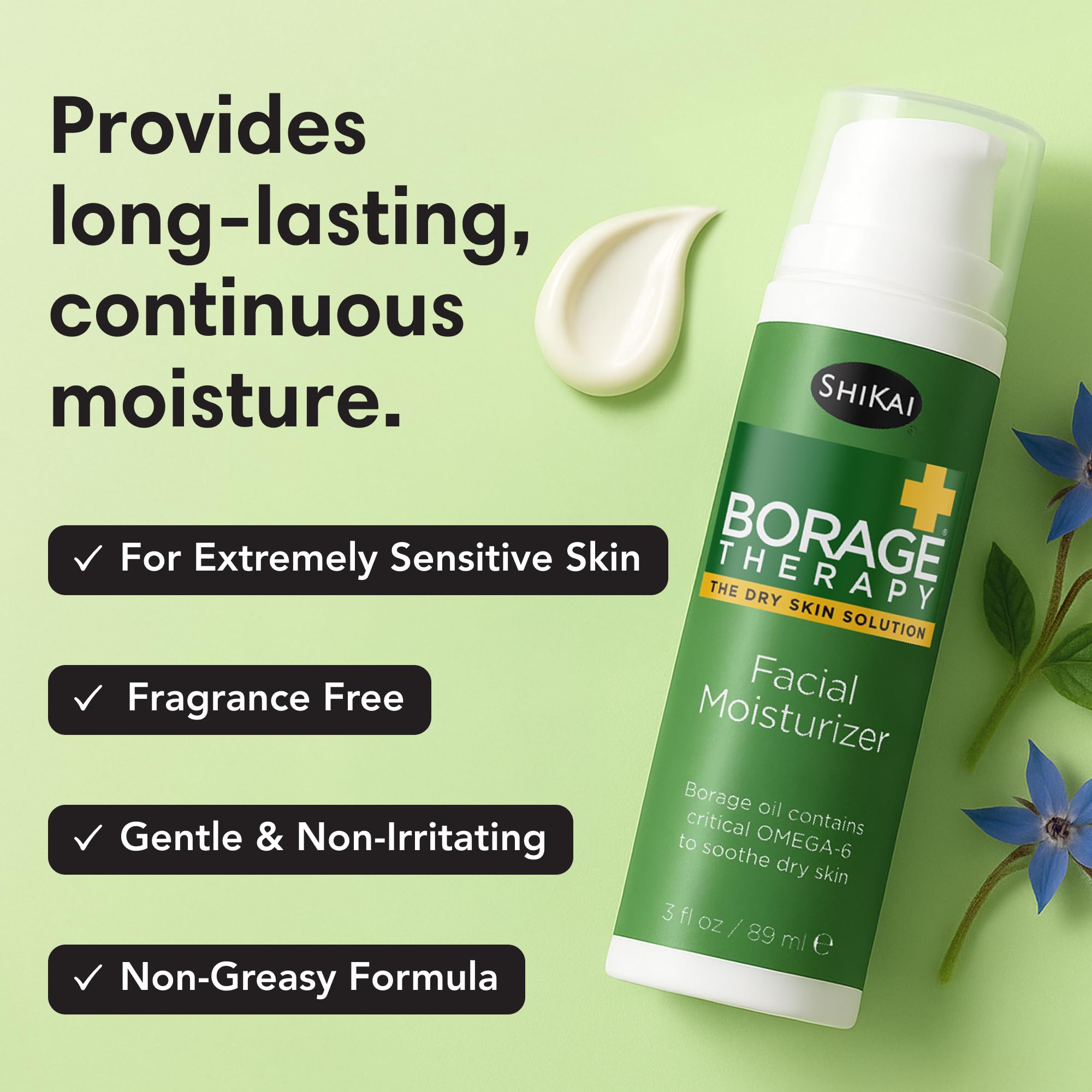ShiKai Borage Therapy Facial Moisturizer – Unscented Daily Face & Neck Cream