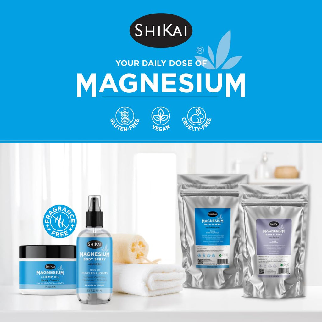 ShiKai Magnesium Bath Flakes with Arnica (32 oz) – Fragrance-Free Bath Salt