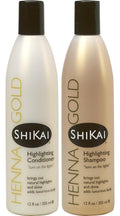 ShiKai Henna Gold Highlighting Shampoo & Conditioner (12 oz, Pack of 2) | Hydrating Shine & Light Reflection