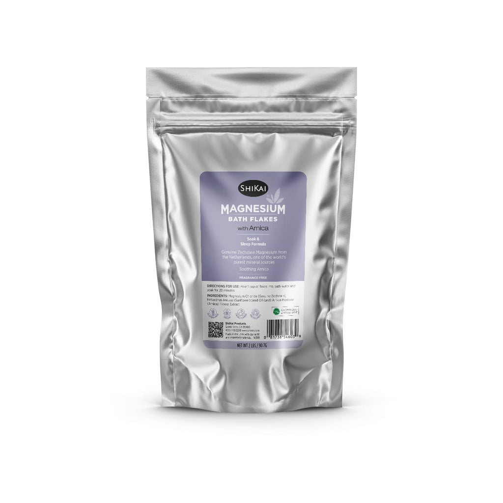 ShiKai Magnesium Bath Flakes with Arnica (32 oz) – Fragrance-Free Bath Salt