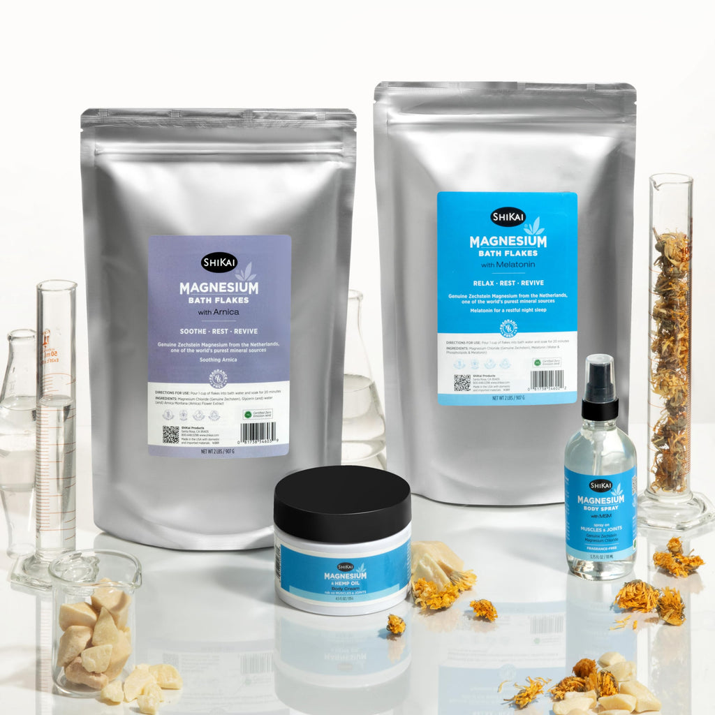 ShiKai Magnesium Bath Flakes with Arnica (32 oz) – Fragrance-Free Bath Salt