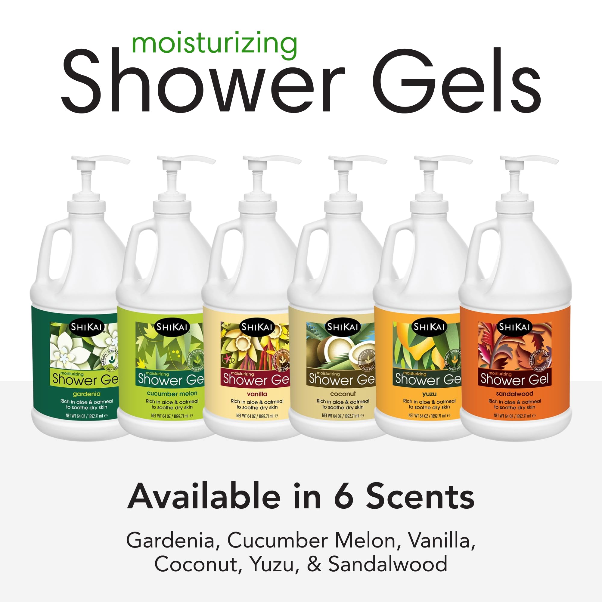 ShiKai Daily Moisturizing Shower Gel Coconut 64 oz | Gentle Soap-Free Body Wash with Aloe Vera & Oatmeal