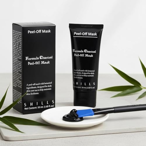 SHILLS Charcoal Mask for Men — Peel-Off Bamboo Charcoal Mask + Brush Set (1.69 fl oz)