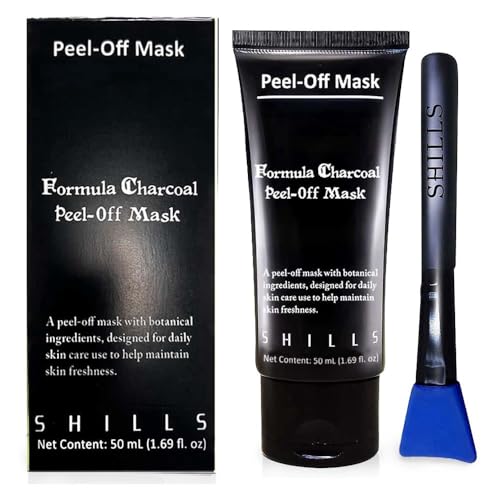 SHILLS Charcoal Mask for Men — Peel-Off Bamboo Charcoal Mask + Brush Set (1.69 fl oz)