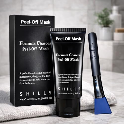 SHILLS Charcoal Mask for Men — Peel-Off Bamboo Charcoal Mask + Brush Set (1.69 fl oz)