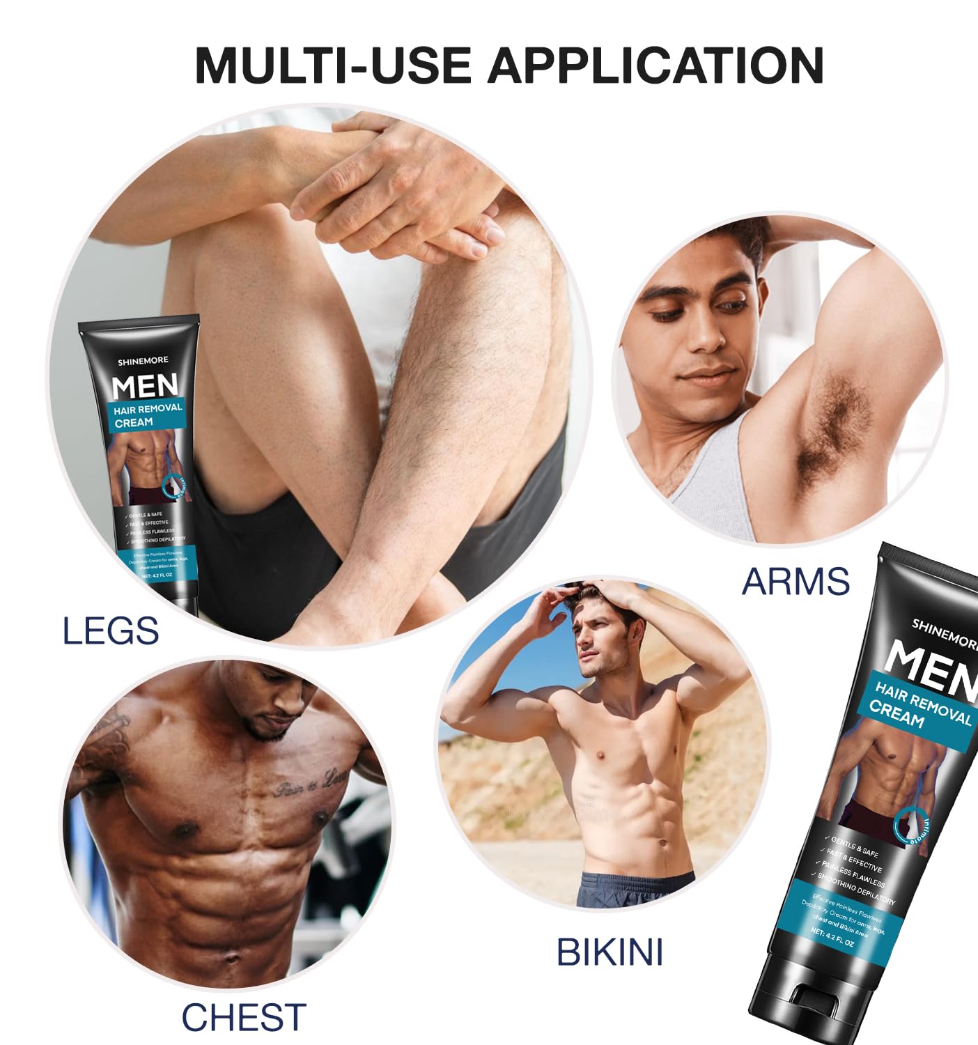 ShineMore Intimate Hair Removal Cream for Men – Pain-Free, Long-Lasting Smoothness (4.2 oz)